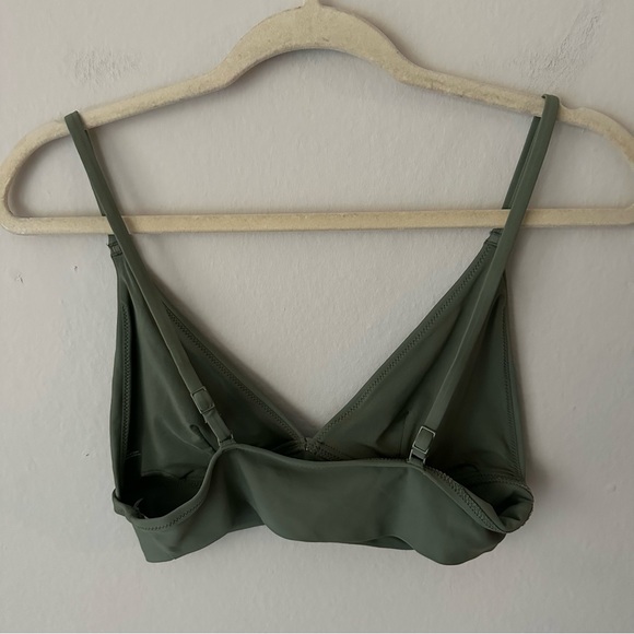 Aerie Triangle Swim Top Olive Green M - Picture 7 of 9